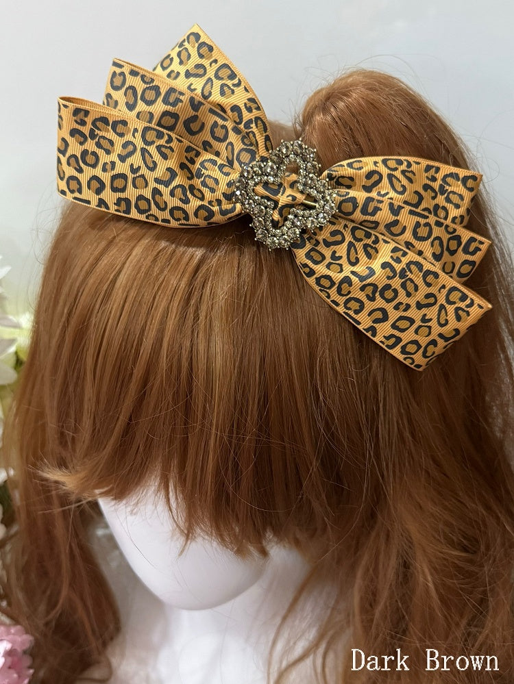 Rhinestone Hairclip Options Decorated 5 Pattern Color Leopard Bowknot