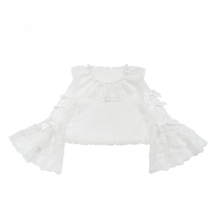 Accents Lolita Bow Bell Lace Sleeves with White Blouse