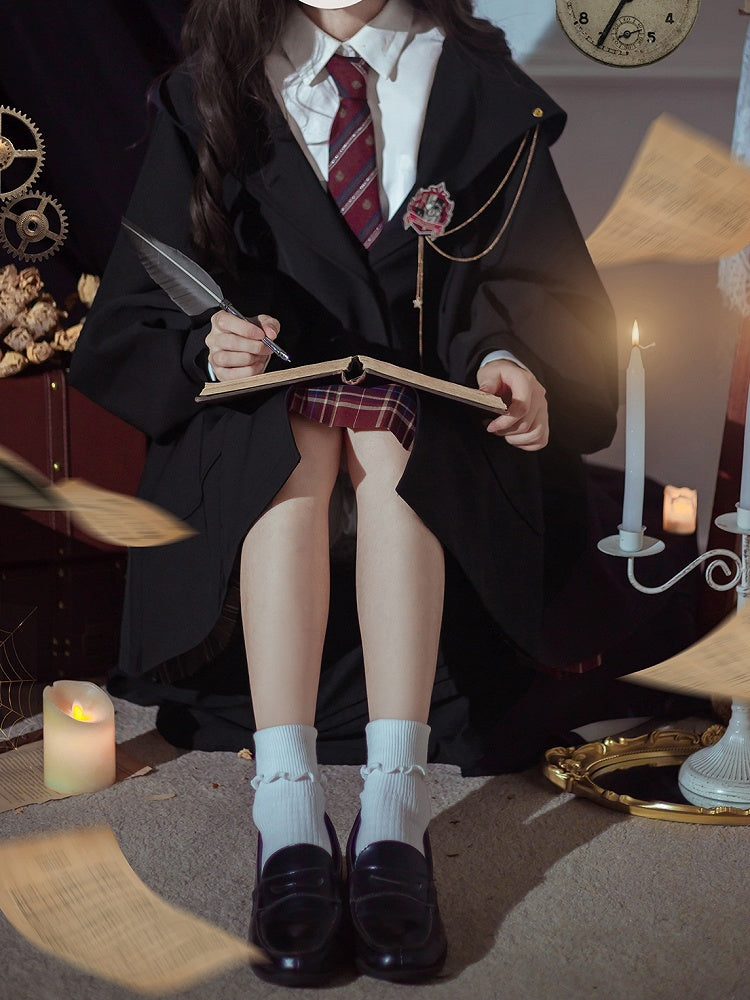 Normal/Verdicken und für den Winter Schwarze Version Herbst Preppy Vintage Kapuzenmantel