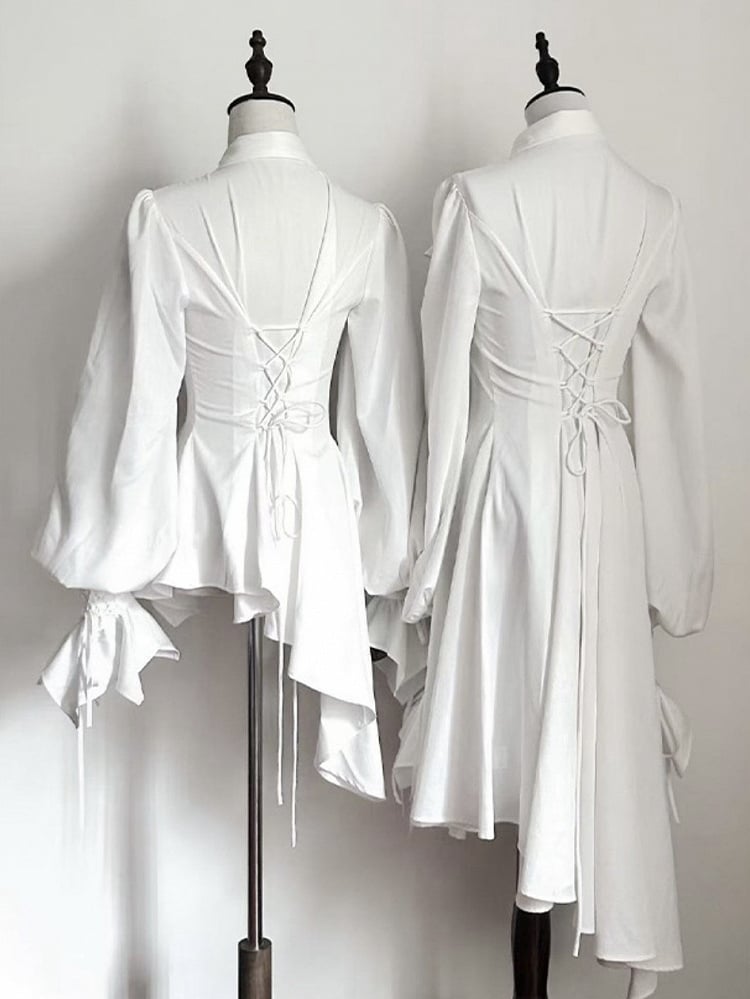 Shirt Foldover Cascading White Long Version Collar Ouji Lolita Extended Jabot