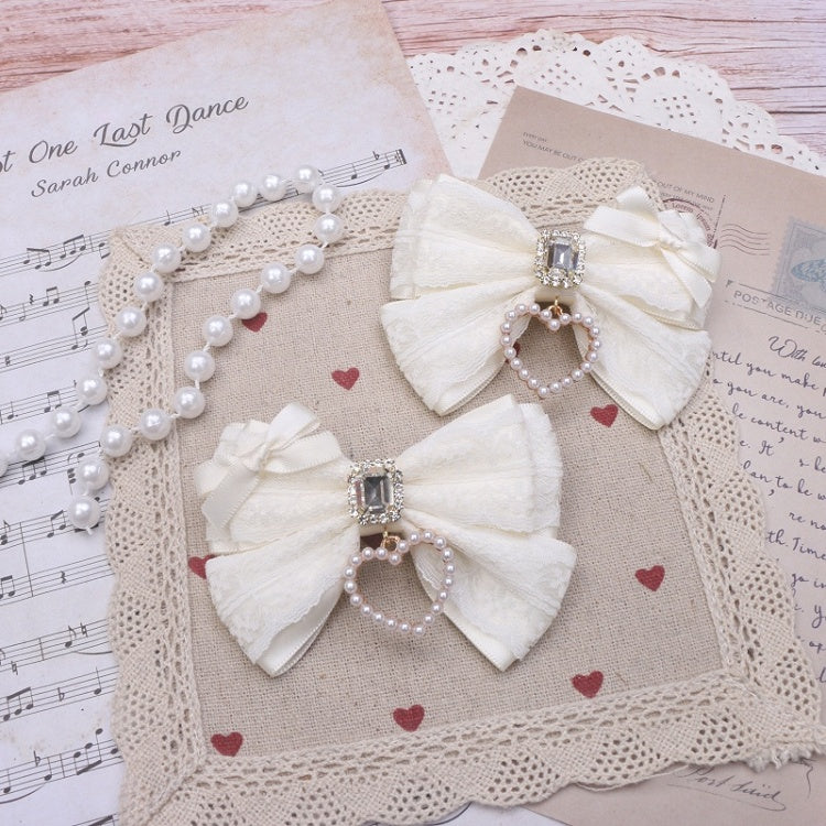 Bowknot Lace Hairclip Options Jirai Color Heart 9 Rhinestone Kei Charm