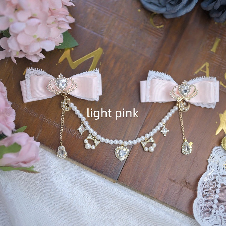 Jirai Chain with Colors Beaded Hairclips Bowknot Kei 6 Crown