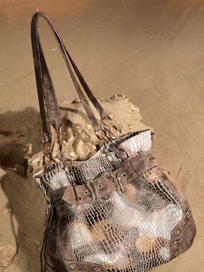 Pattern Brown Snakeskin Punk Shoulder Bag Wasteland