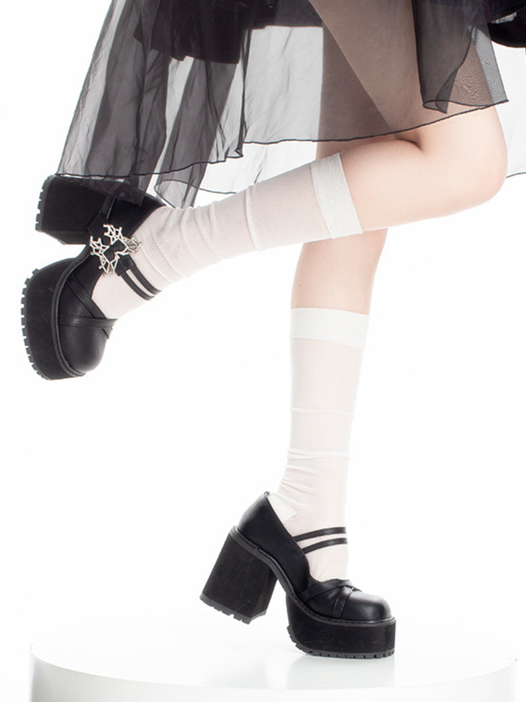 Style Platform Shoes College Butterfly Heel Block