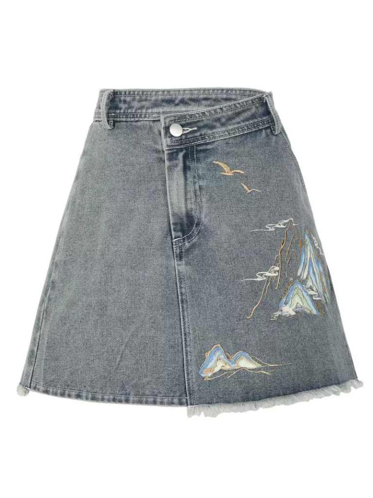 チャイナジャケット取り外し可能なデニムカラースーツ