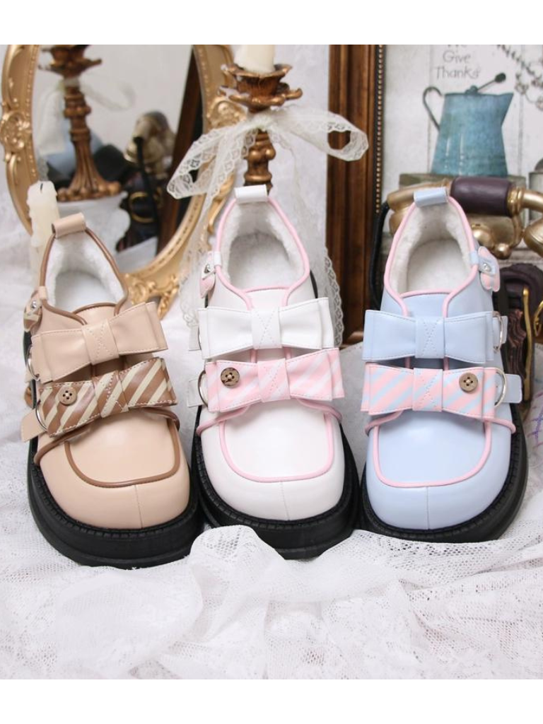 Ribbon Shoes Platform Velvet Lolita