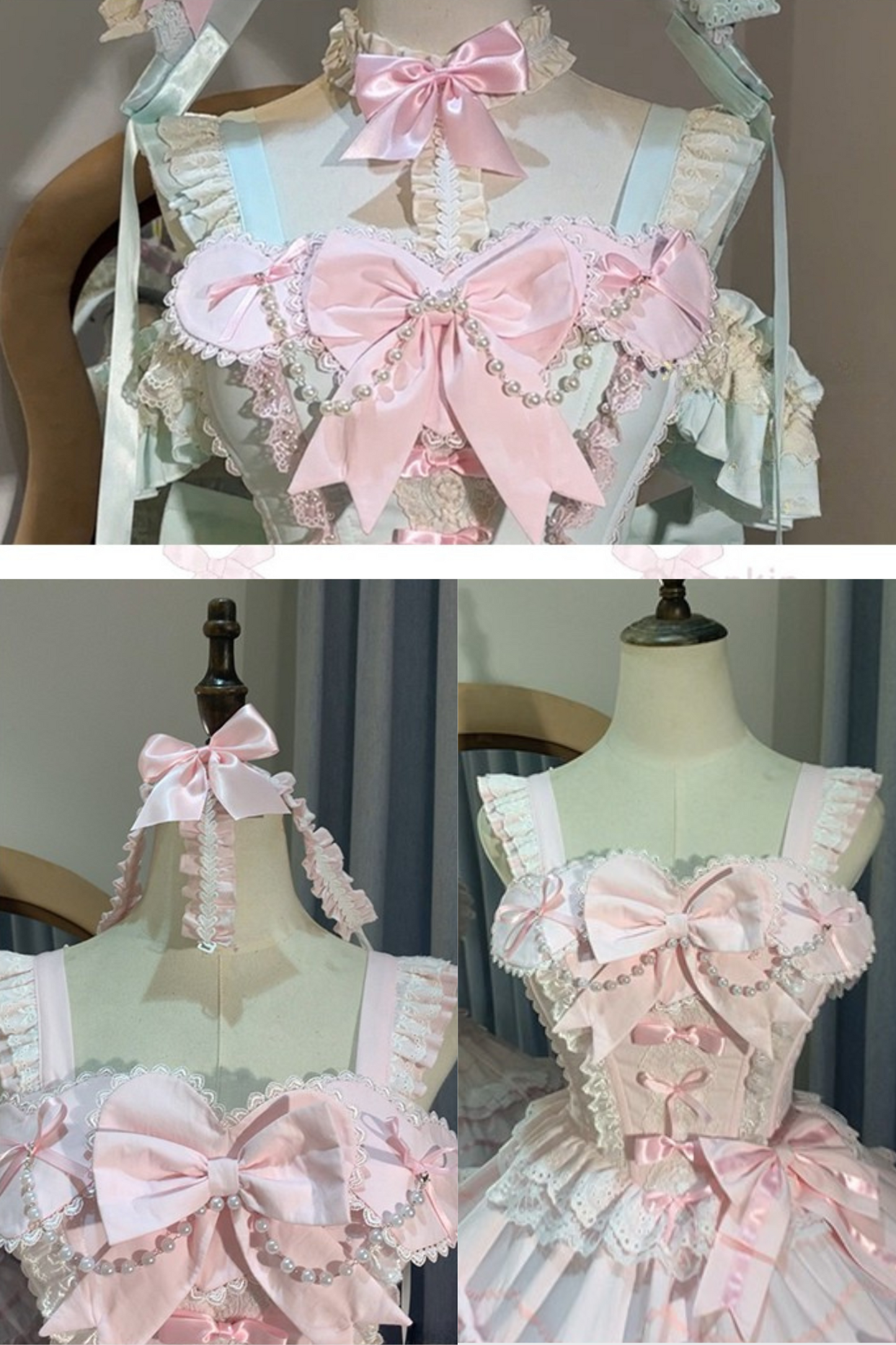 ボンネットドールヘッドドレス + アンティークプリンセスパール