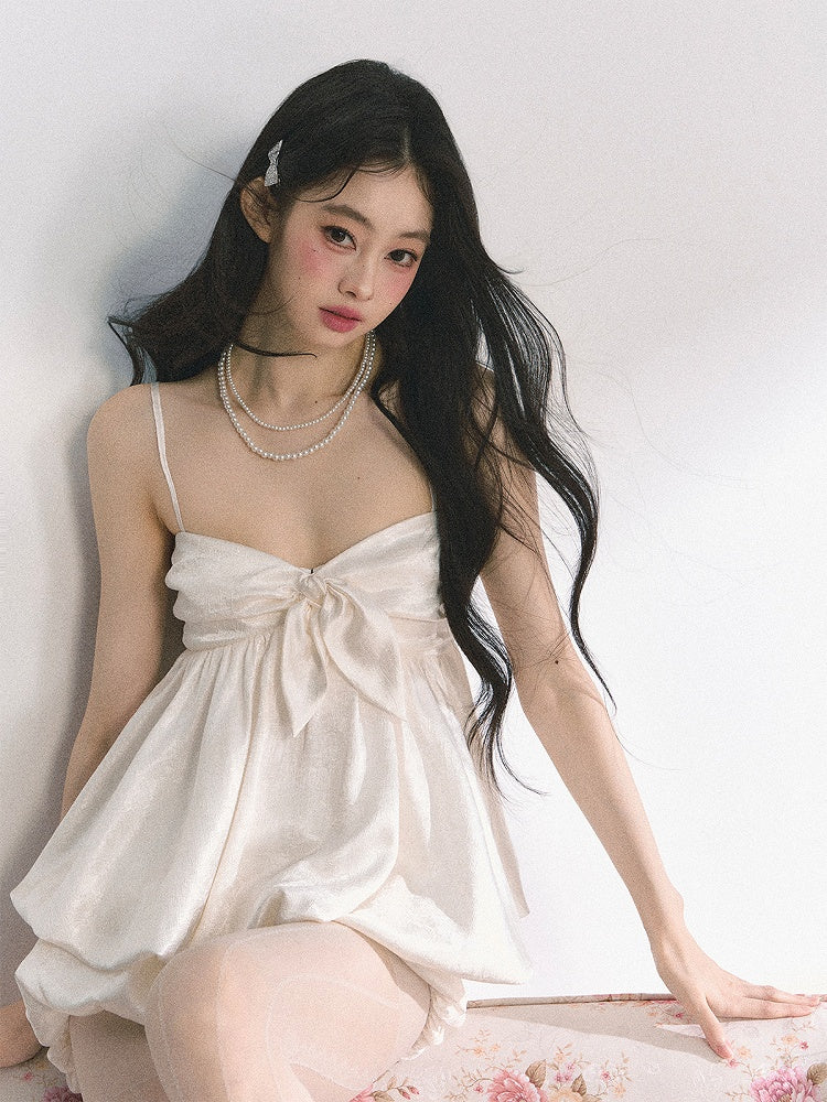 アプリコットVネックバブルキャミトップ/ショーツ