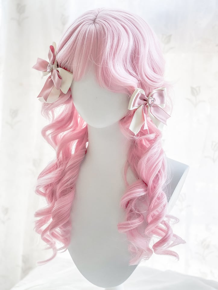 Mit 70 cm Perücke, rosa Pony, gewellte Sakura-Länge