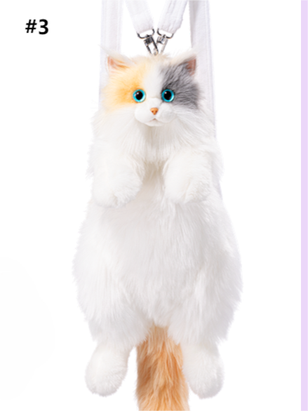 Medium Backpack/Crossbody Realistic - Cat Plush 3 Size Options Bag