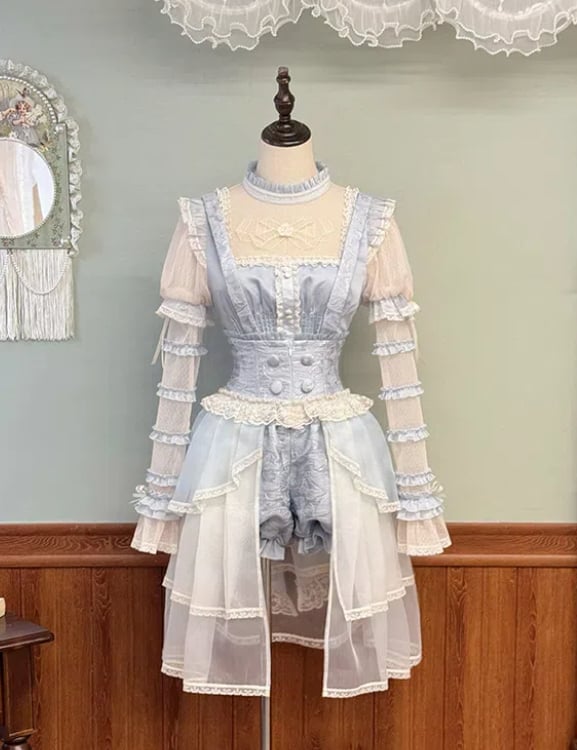 Straps Shoulder Waist with Lolita Bloomer Shorts Detachable Ouji Blue High