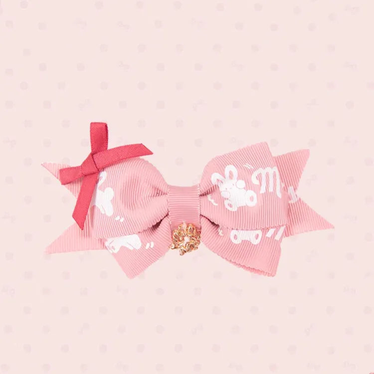 Hairclip Brown Bowknot Pink Blue /