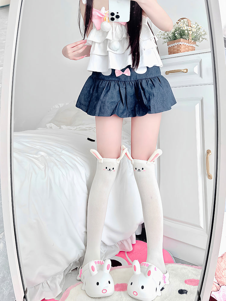 White Sweet Lolita Bunny Ear Overknee Stockings