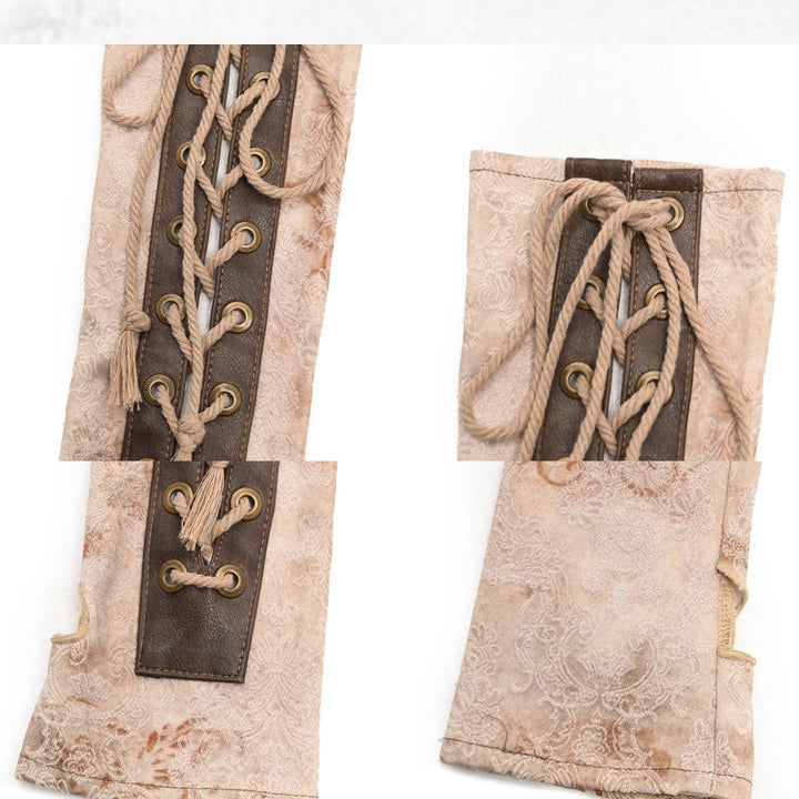 ライトブラウンのレースアップ スチームパンク スリーブ