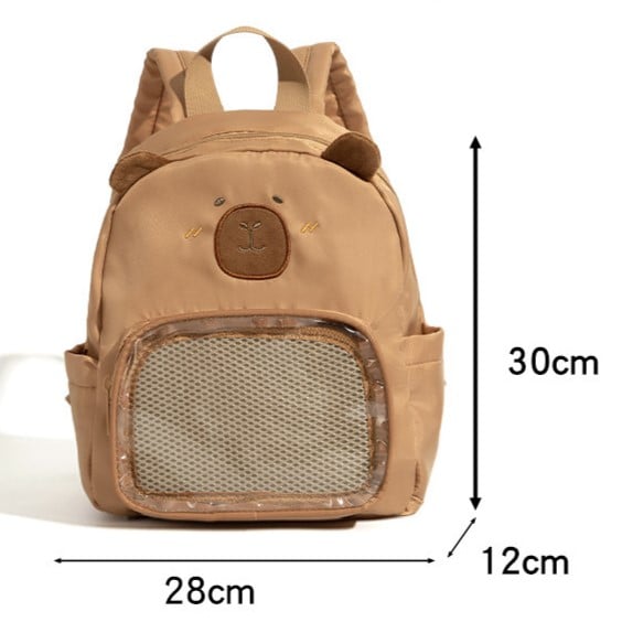 Kawaii Ita Embroidery Capybara Decorated Backpack with