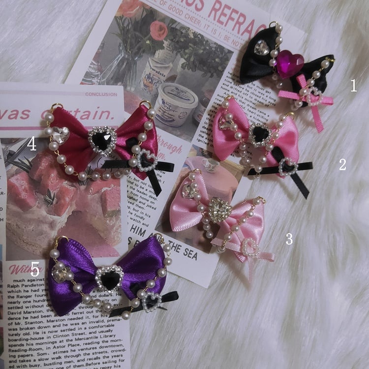 チャームハート蝶結び5つのオプションリング装飾ビーズ