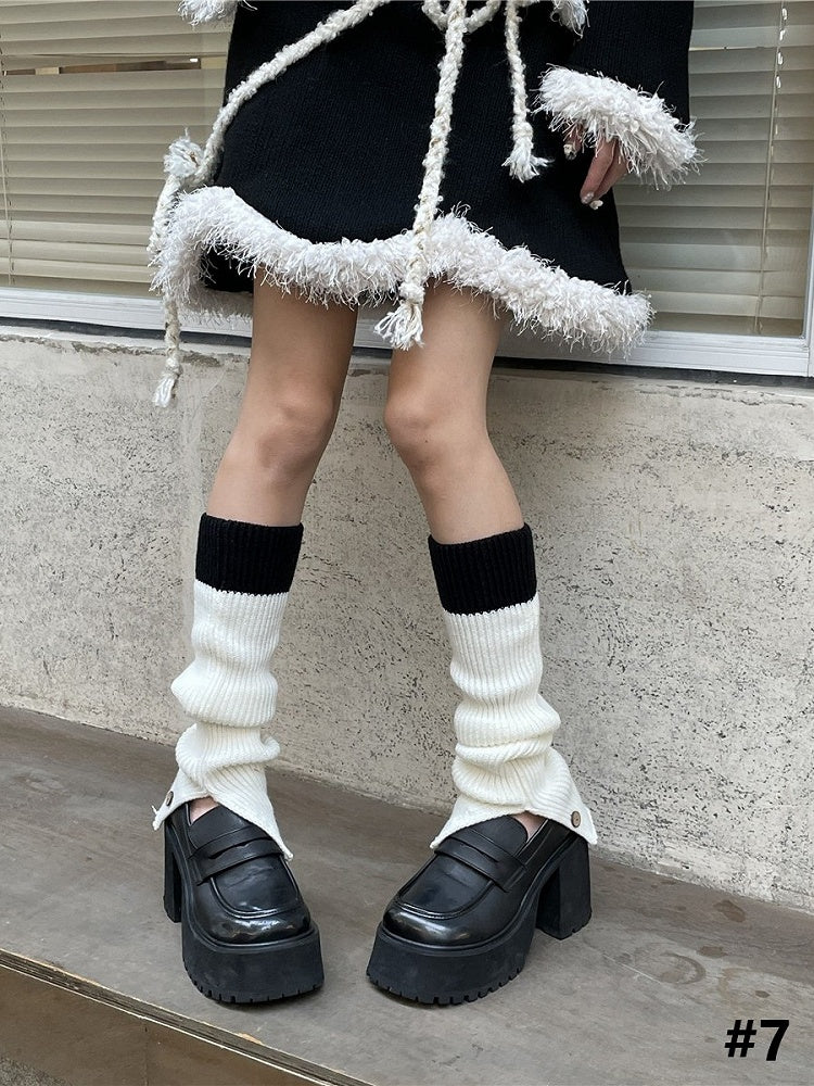 8 Color Options Button Split Knitted Leg Warmers