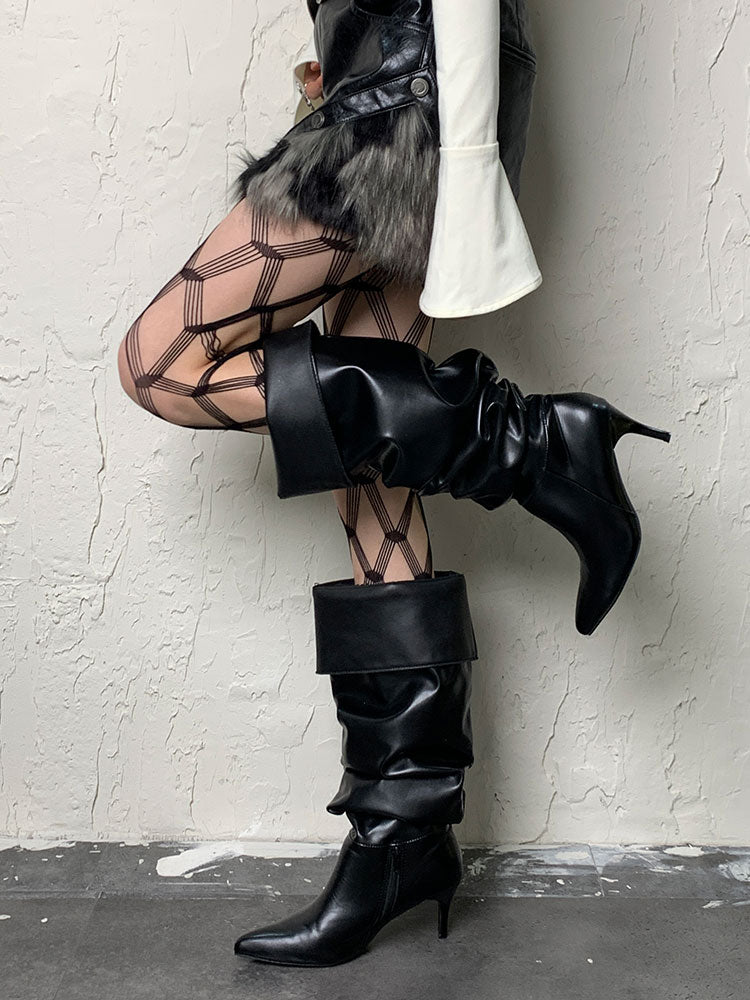 ブラックダイヤモンド柄ホローアウトタイツ