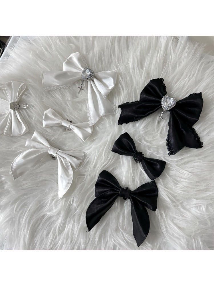 Gothic Lolita Black and White Bowknot Platform Mid-Calf Boots with Rear Zip Fastening - Night Sakura Water Lantern