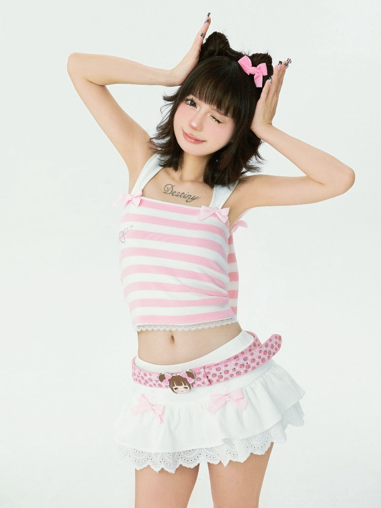 Rosa Taillengürtel mit Pailletten und Erdbeermuster