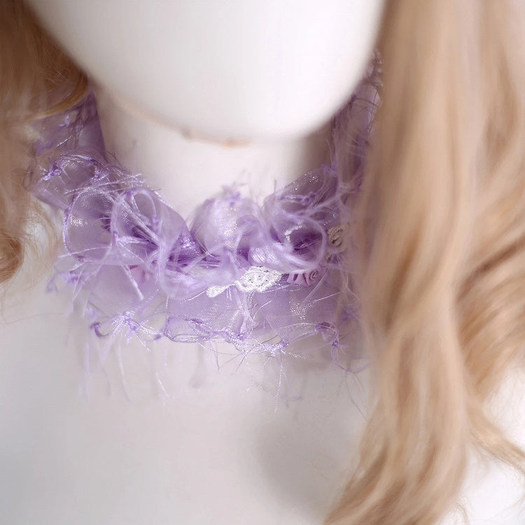Tulle Choker Purple Lolita Light Ruffled