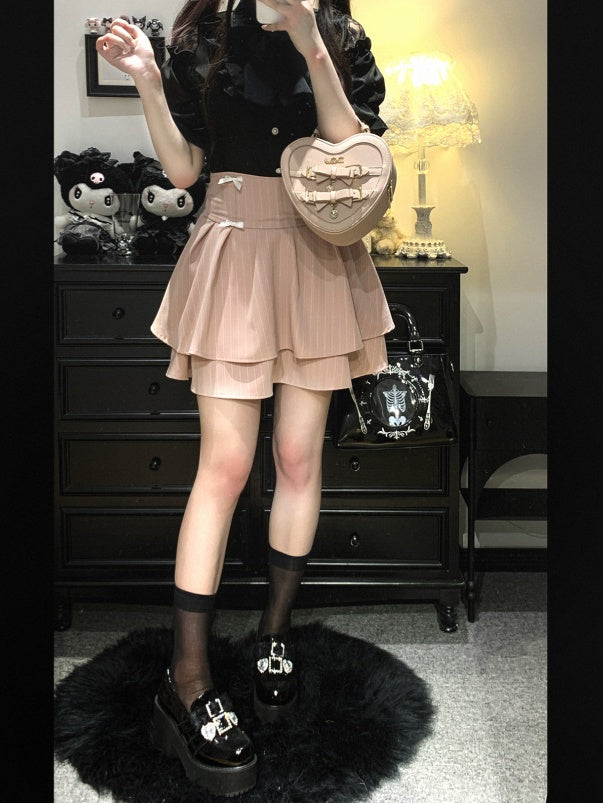 カットアウトショルダーレーストリムブラウスタイ(リボン付き) ジライケイ ブラック/レッド/ピンク/ホワイト