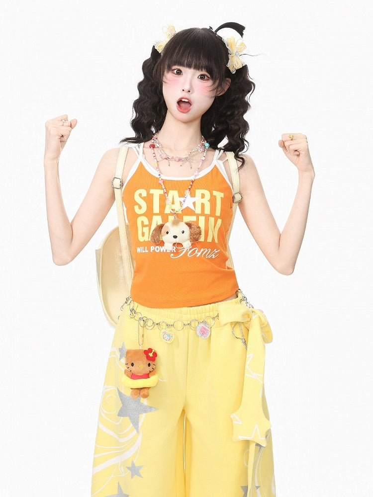 Orange Letter Print Tank Top - Languid Park