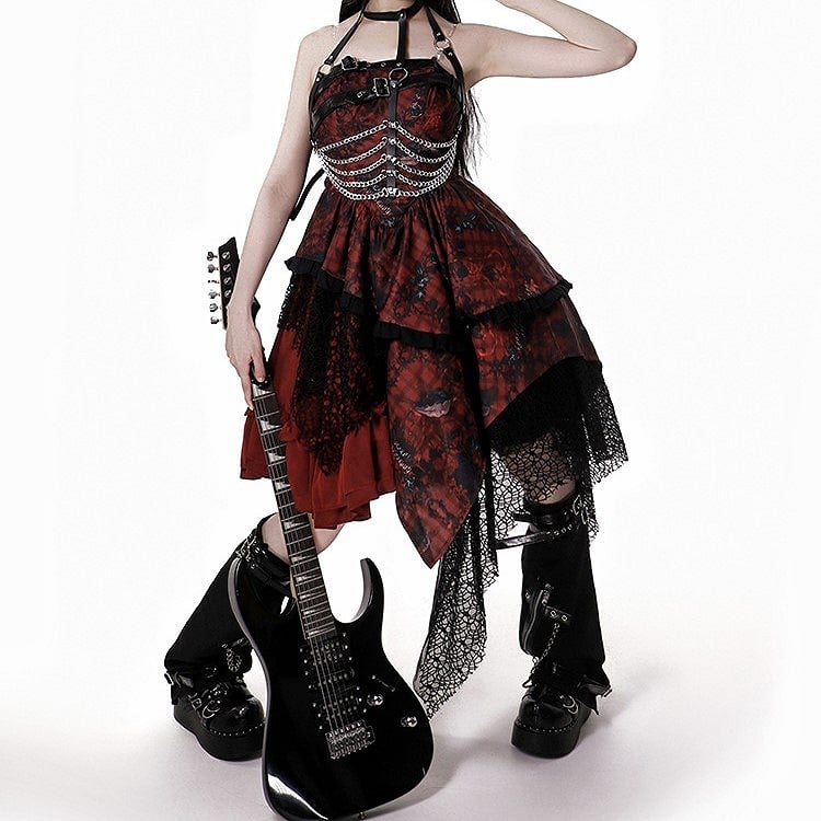 a with Chain Black Warmers Buckle Multiple Body Studded Chains Belt/Black Silver and Harness Leg