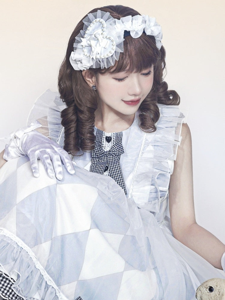 KCトリム 蝶結び ビーズディテール 装飾レース ホワイトハート