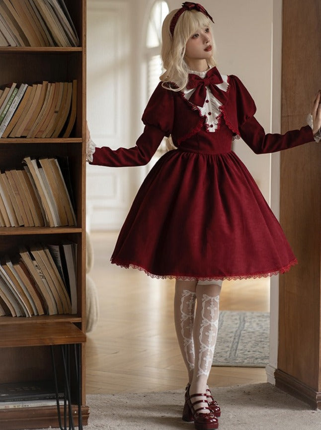 Gothic Zweiteiler mit Kunstband und Lolita-Kleid