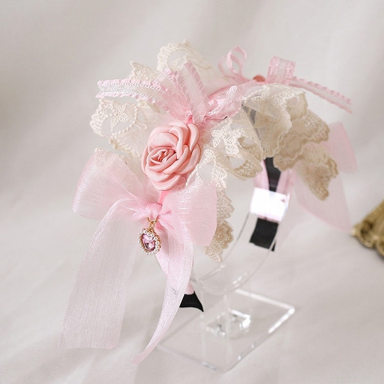 Sweet Bowknot Charm Floral Lace with KC Heart Lolita