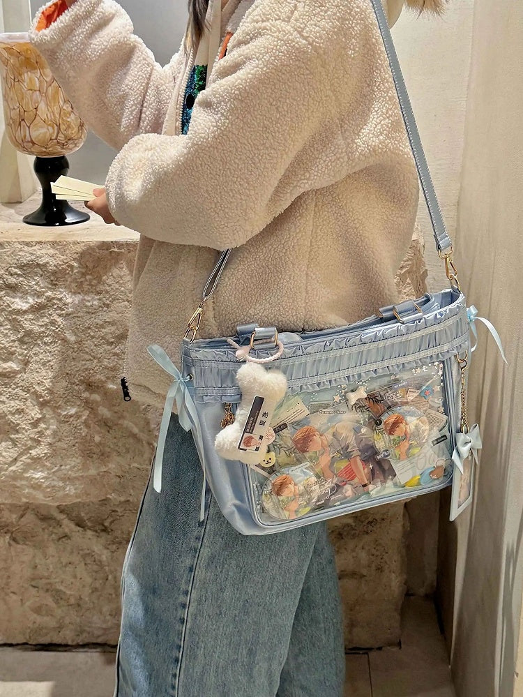 Kapazität Tote Rüschenband Schleife Große Ita Tasche Trim Blau