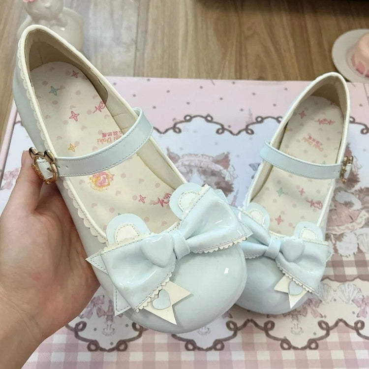 Mary and Clasp Bear Light Bow Dot with Sweet Janes PU in Blue Accent Teddy Lolita