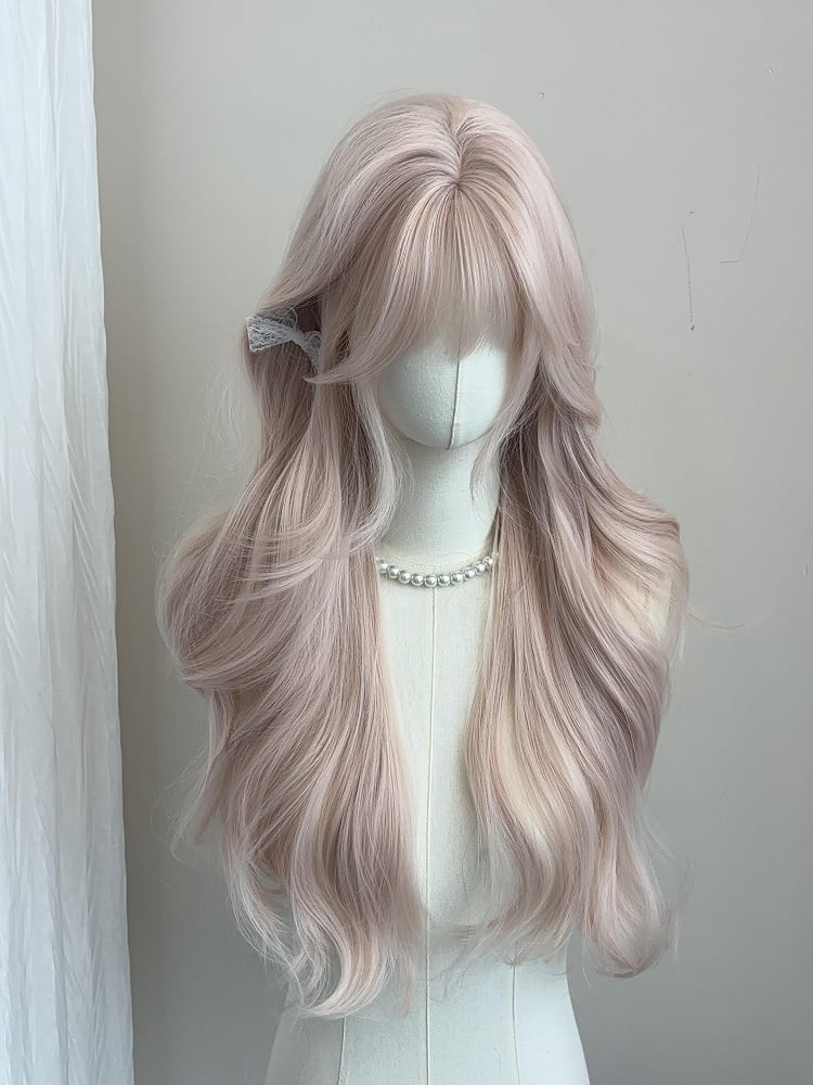 Wavy Pink Dusty with Bangs Full 65CM Wig