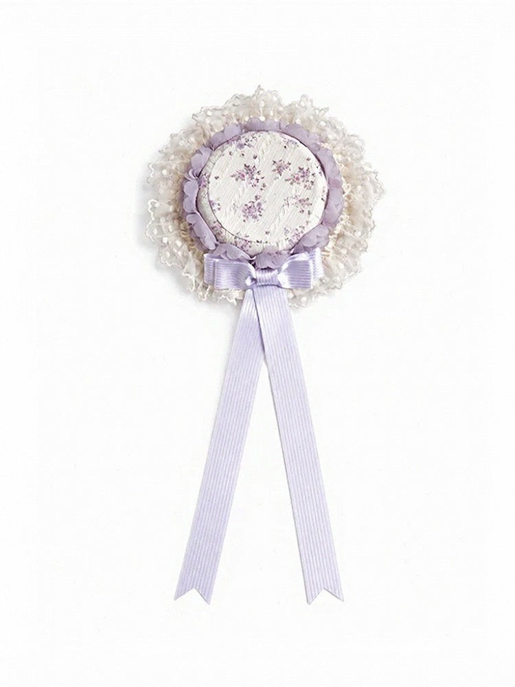 Lace Trim Mini Hat with Bow, Purple & White Decoration - Sweet Dream
