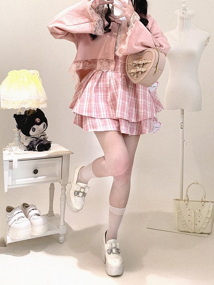 / Detail with Black Lace | Kei Short Trim Cape Kitty-Ear Jirai