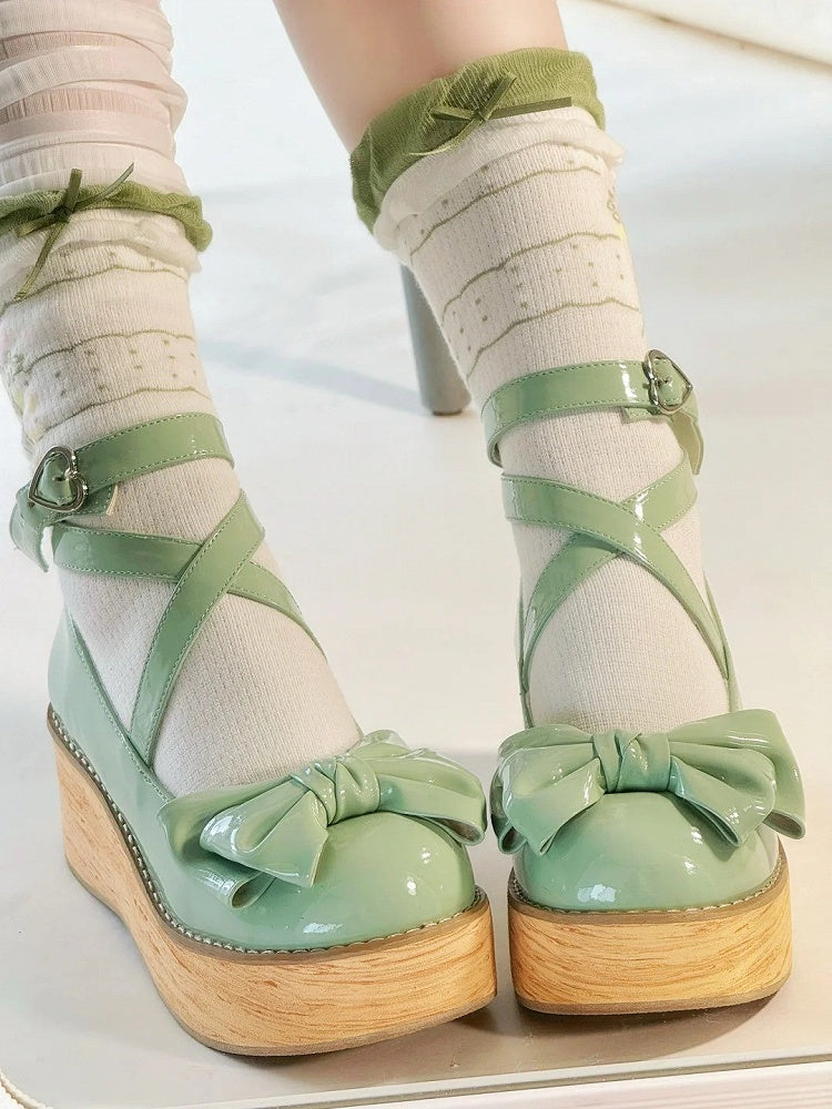 Platform Sweet Lolita Straps with Shoes Crisscross Green