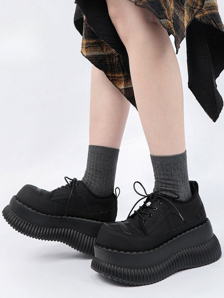 Gothic Lace-Up Black - Platforms at Design Top Cross with