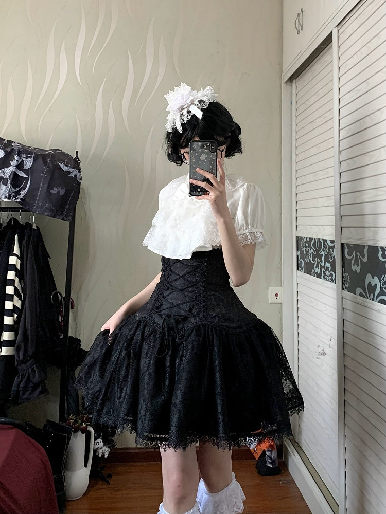 ウエスト超ハイウエストアンダースカートショートロリータバージョンバストゴシックブラック