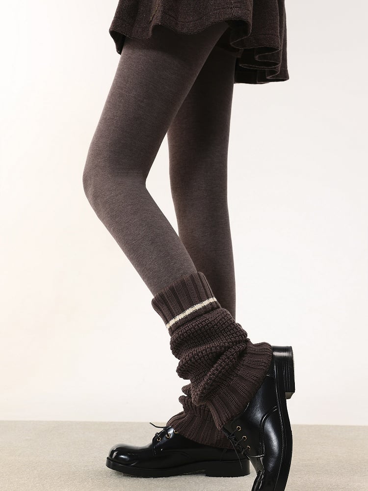 Striped 4 Pattern Warmers Colors Anti-Slip Cuffed Knitted Leg