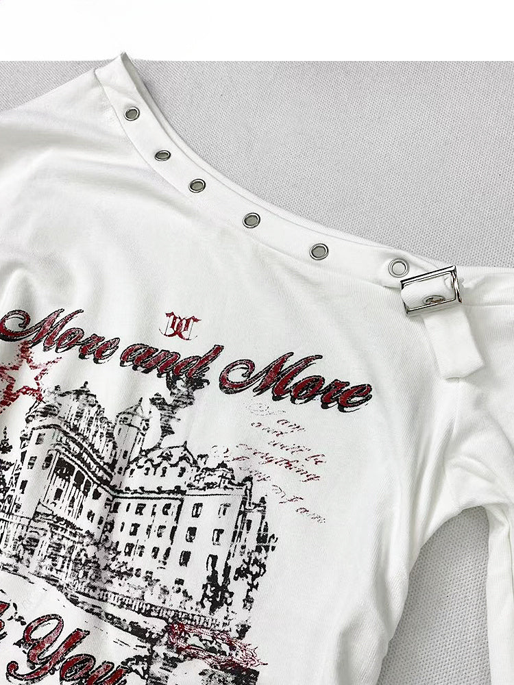 Weißes, schmal geschnittenes Top mit asymmetrischem Saum