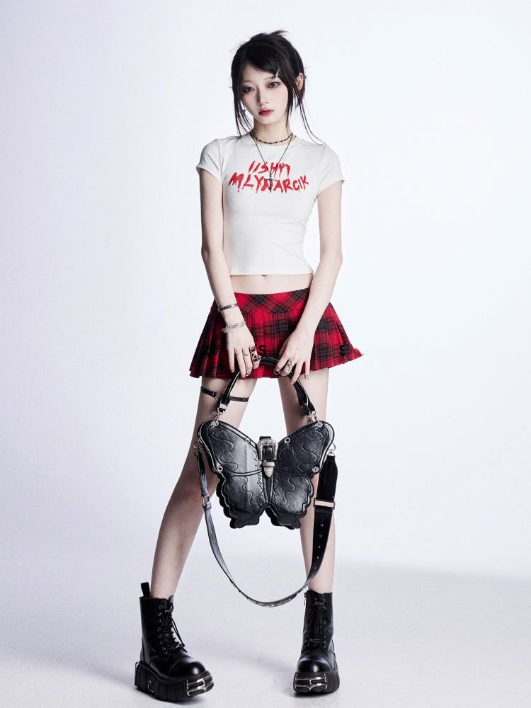 クロップドTシャツ ホワイトレタープリント ビタースウィート