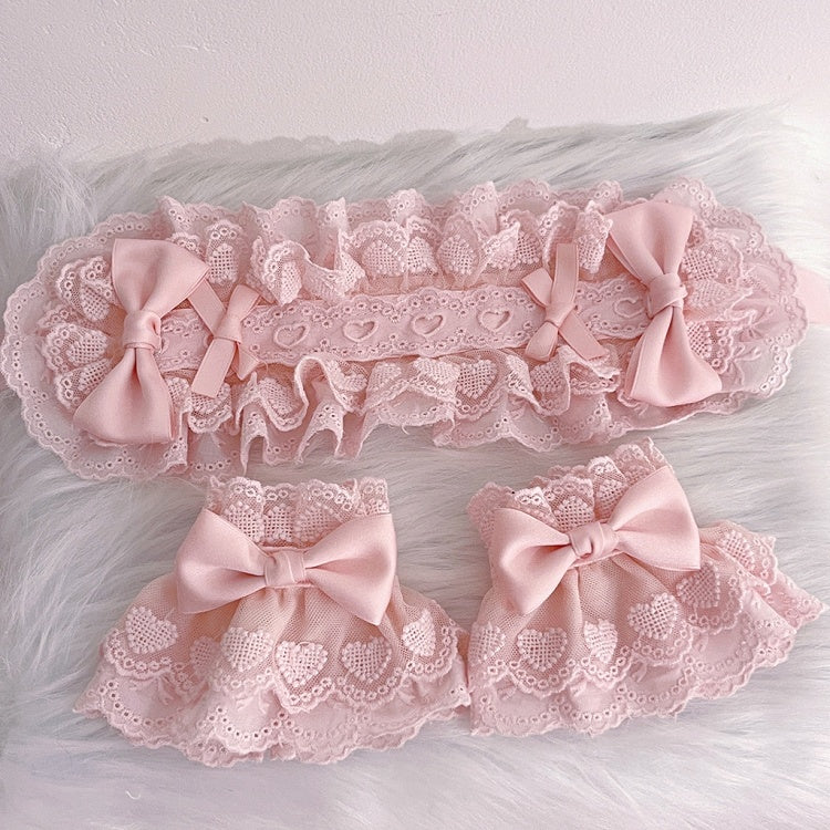 Pink Bow Embellished Wrist Cuffs