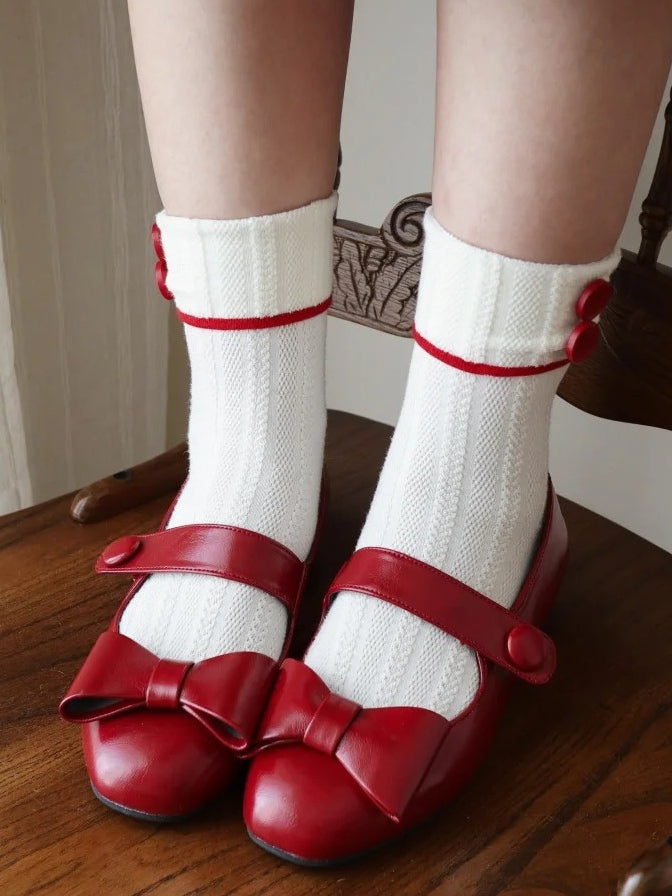 Lolita Bow Design Low-heel Red Fit Slip-in Mary Classic Top at Janes