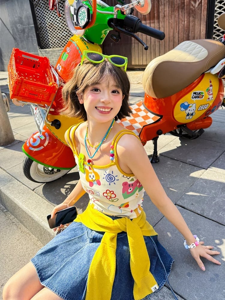 Decora Kei Colorful Cartoon Print Cami Top