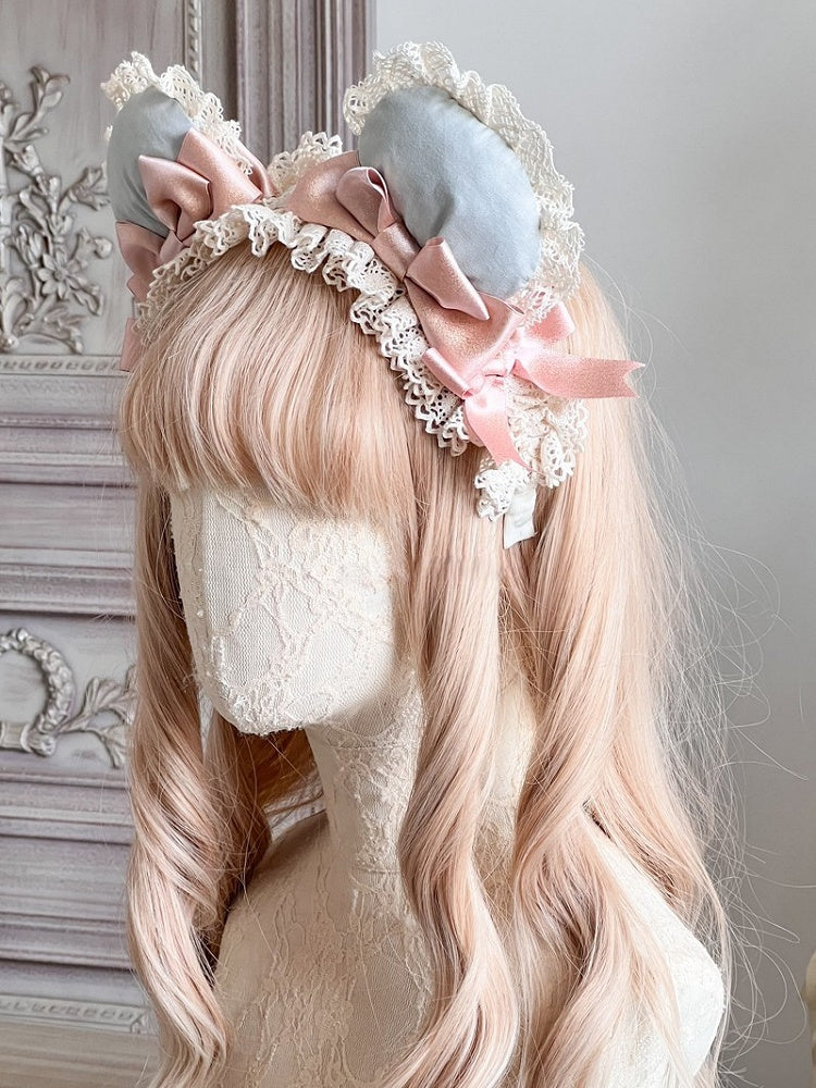 and Bear Bows Ear Lace KC Sweet Lolita with Pink Green Details