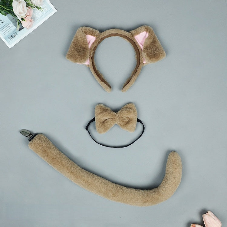 Cute Tail + Set White Tie Plush Black Camel KC Bow / Color Puppy Lolita -