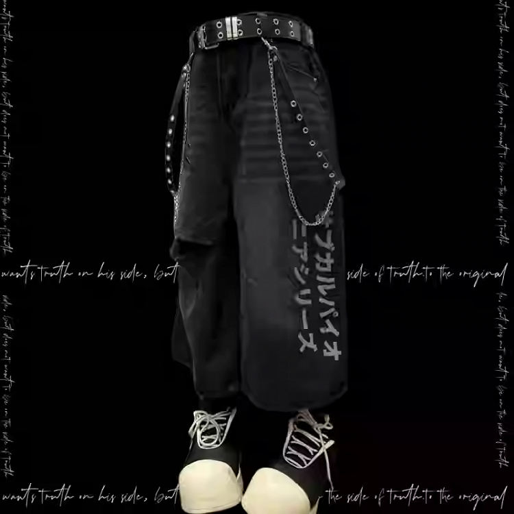 Vintage Applikationen Distressed Holes Straight-Leg Jeans Schwarzes Kreuz