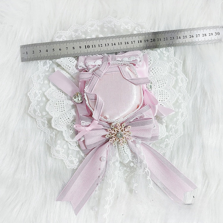 Lolita Mini Accent Lace Trim Hime Snowflake Blue/Pink/Red/Green Bowknot Details Hat