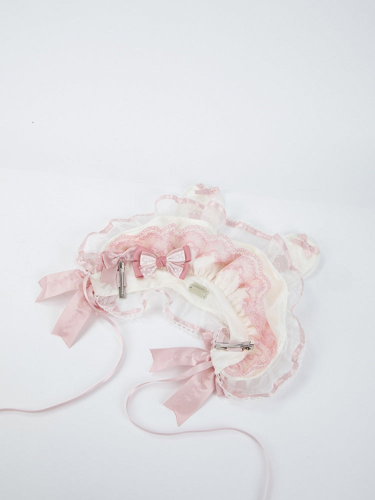Accents Ivory Pink with Pastel Bunny-Ear Bonnet Lace